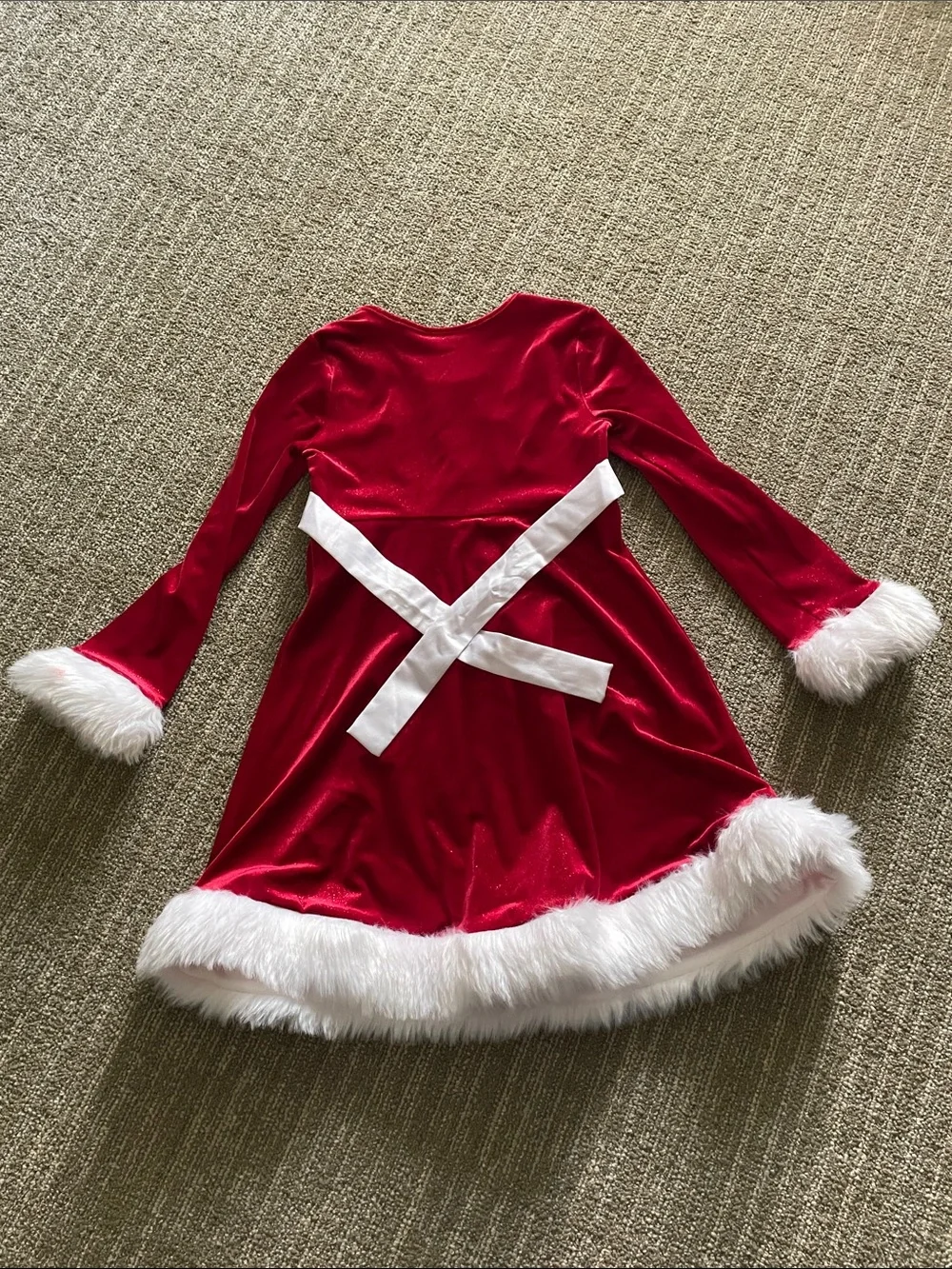 Bonnie Jean Red Velvet Holiday Dress with White Fur Trim and Bow